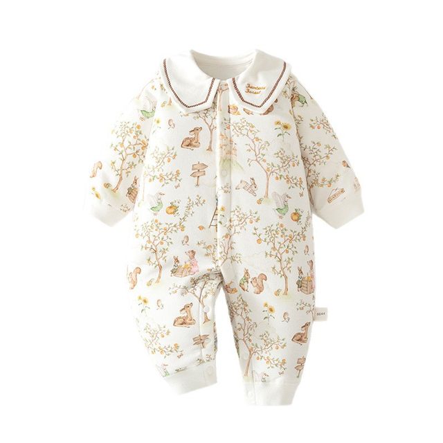 
Winter baby thickened warm jumpsuit for girls, autumn and winter quilted baby boy's pure cotton warm cotton clothes