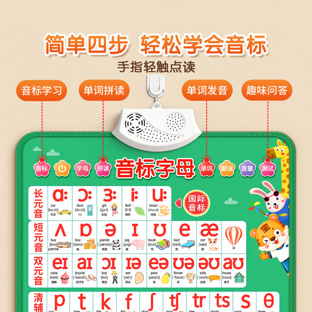 Phonetic symbol audio wall chart English pronunciation and natural spelling pronunciation 48 international English dots read 26 alphabet