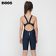 HOOG girls five-point swimming trunks fashionable long cute big children student swimsuit tight and transparent swimwear Korean