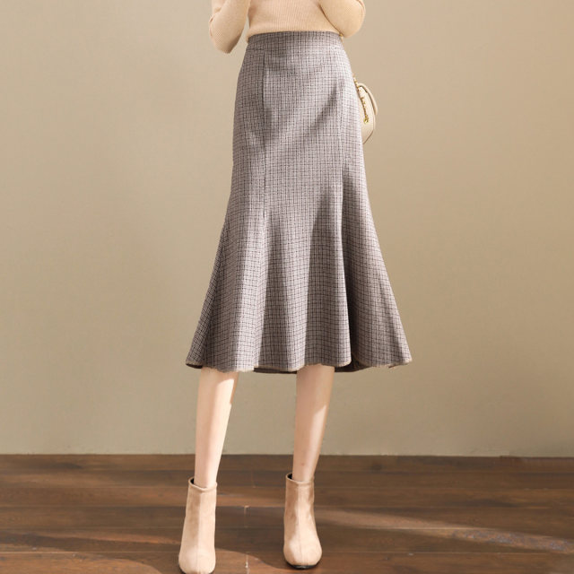 [Continuing money] XWI Xin Weizhong Qiagou Fish -Tail Halway Skirt Female Autumn and Winter High waist Lightly wear A -line skirt