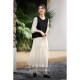 
XWI Xinwei elegant round neck fake two-piece contrasting color splicing dress for women in autumn design slim lady skirt