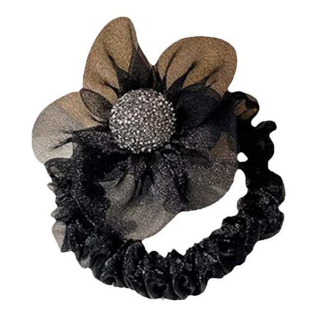 
Niche flower hair circle Organza temperament Japanese and Korean women simple retro rhinestone rope women tied hair rubber band promotion