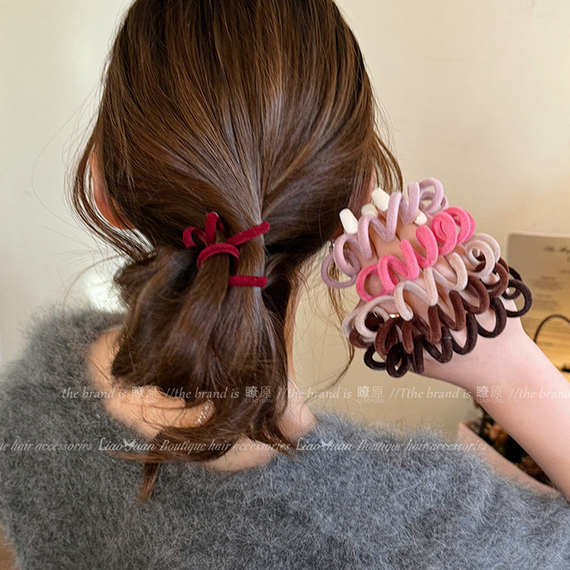 3 simple Korean plush telephone line with high-end headband for women 2025 new anti-slip high elastic rope