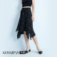 New spring and summer irregular printed chiffon skirt with belt for women mid-length design versatile slim skirt