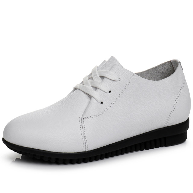 2025 new spring and autumn single shoes for women flat leather shoes, small white shoes, flat heel casual soft sole versatile large size women's shoes