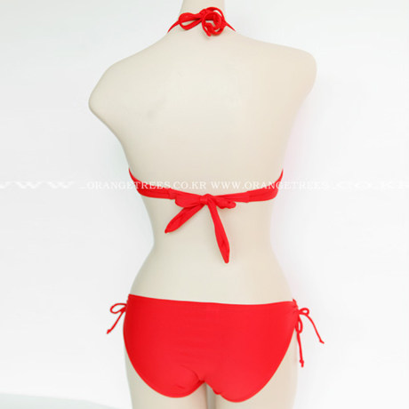 Korean version of Bikini red black steel gathered chest triangle bikini female swimsuit large breasts small breast swimsuit