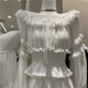 French gentle ruffled lace folded white shirt 2023 spring lace-up one-length off-shoulder hottie top