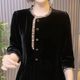 Middle-aged women's temperament retro velvet earrings top autumn fashion mother's suit large size meat cover shirt A5
