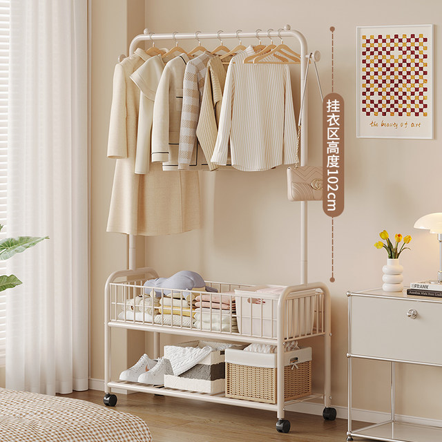 Clothes rack floor-standing bedroom dormitory coat rack small simple household clothes storage storage clothes drying rack mobile