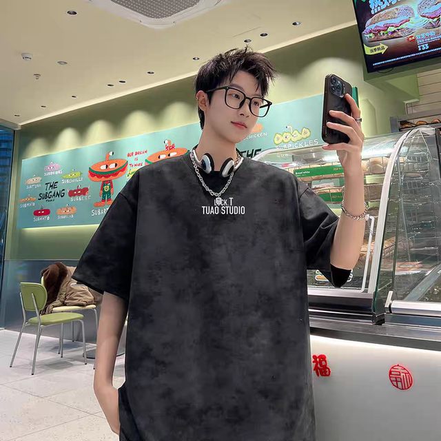 Summer Japanese Tie-dye Printed Short-sleeved Shirt