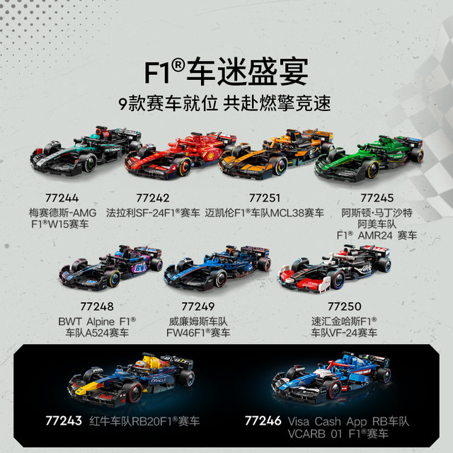 Lego official flagship store 77242 Ferrari Red Bull F1 fleet building blocks educational toys