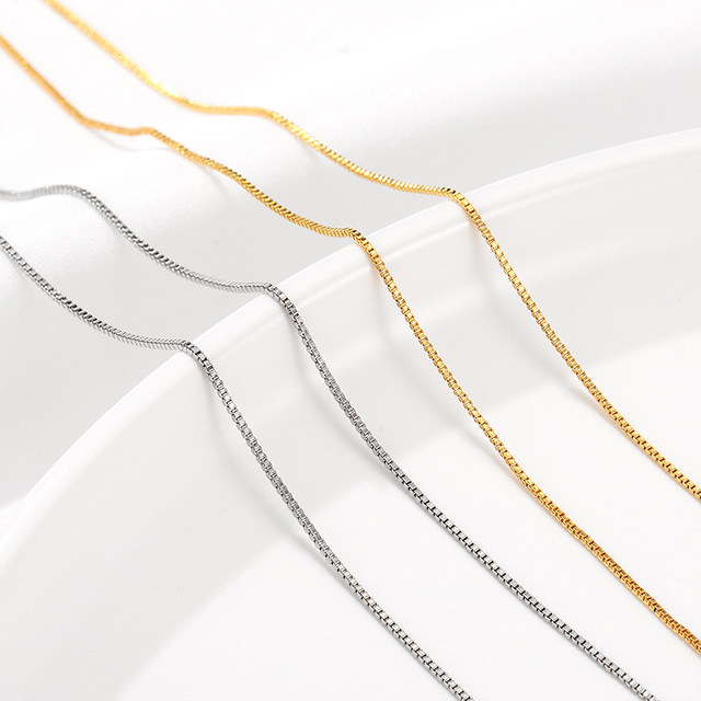 18K gold adjustable box universal necklace with needle beading chain DIY handmade necklace jewelry material accessories
