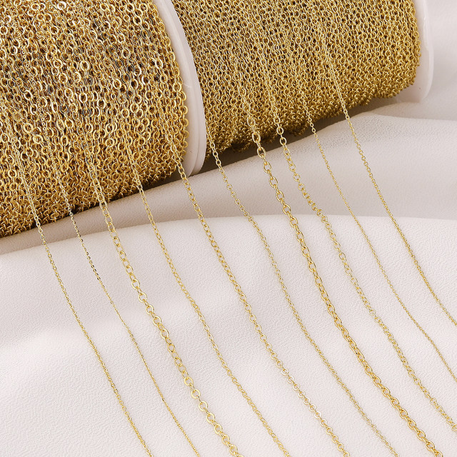 14K bag gold chain plating real gold and color O -chain fine chain handmade DIY extension necklace bracelet materials
