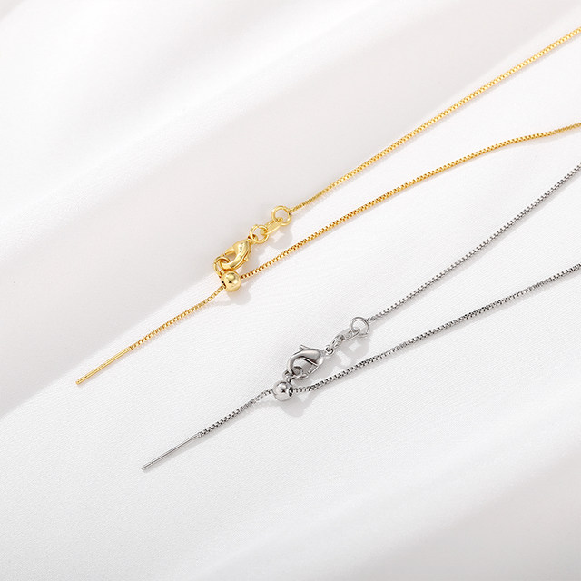 18K gold adjustable box universal necklace with needle beading chain DIY handmade necklace jewelry material accessories
