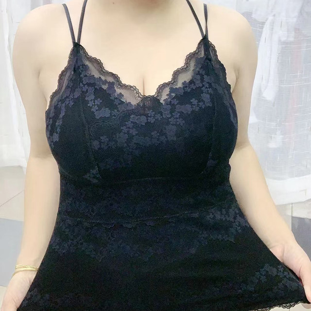 Micro -fat sister sexy fashion slim bottom shirt increases women's clothing versatile age reduction back, lace vest