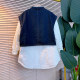 Add fat -size women's clothing stitching denim horsema fake two cotton jackets, fat sister in winter, leisure top tide