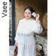 Vaee large size women's embossed printed cheongsam autumn and winter new Chinese style elegant long skirt lace splicing dress