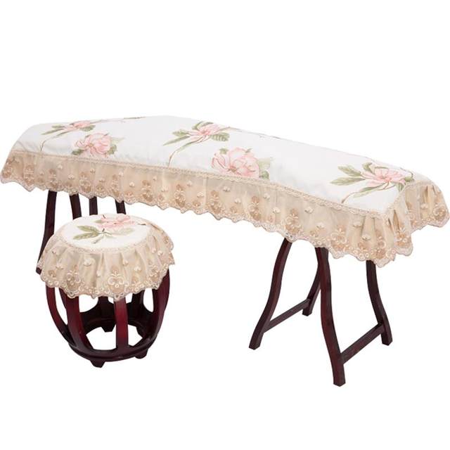 Guzheng dust cover cover cloth literary style high-end thickened velvet linen cloth lace piano shawl 163165cm universal style