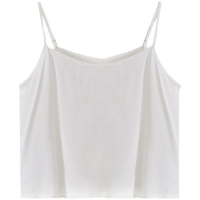 Human cotton vest women with suspended band sexy outside wearing short tops with shirt loose bottom shirt white