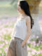 Human cotton vest women with suspended band sexy outside wearing short tops with shirt loose bottom shirt white