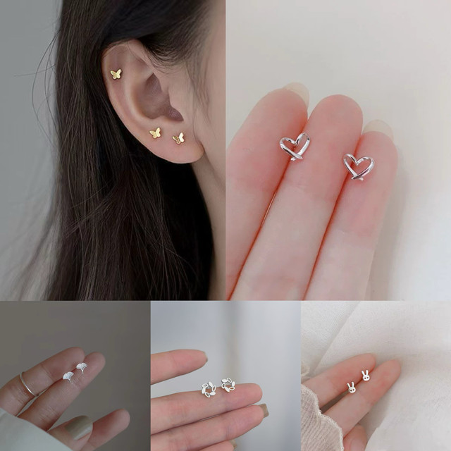 925 Tremella Needle Combination Earrings 2025 New Ear Bone Nails Female Students Niche Simple Design Hypoallergenic Earrings