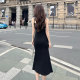 Black modal suspender dress for women 2025 spring and summer new style waist-hugging slim fishtail skirt base long skirt
