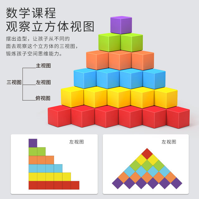 Small square body body building block mathematics teaching aid baby puzzle assembly toys layer layer 1 1 2 year old 3 baby 6
