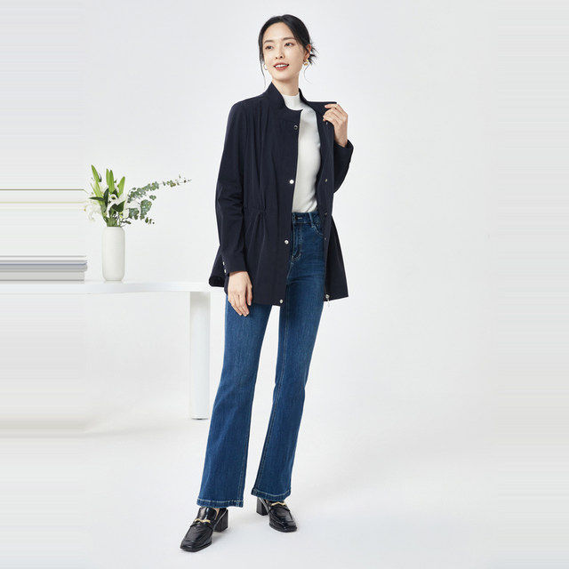 NAERSI/Naersi stand-up collar waist-closing windbreaker convenient casual jacket for women 2025 autumn
