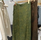 New literary retro niche design Crystal shirt Digital printing one -piece lace -up skirt skirt set