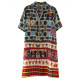 Fat sister ethnic style printed skirt 2025 summer new small V-neck loose short-sleeved dress trendy women