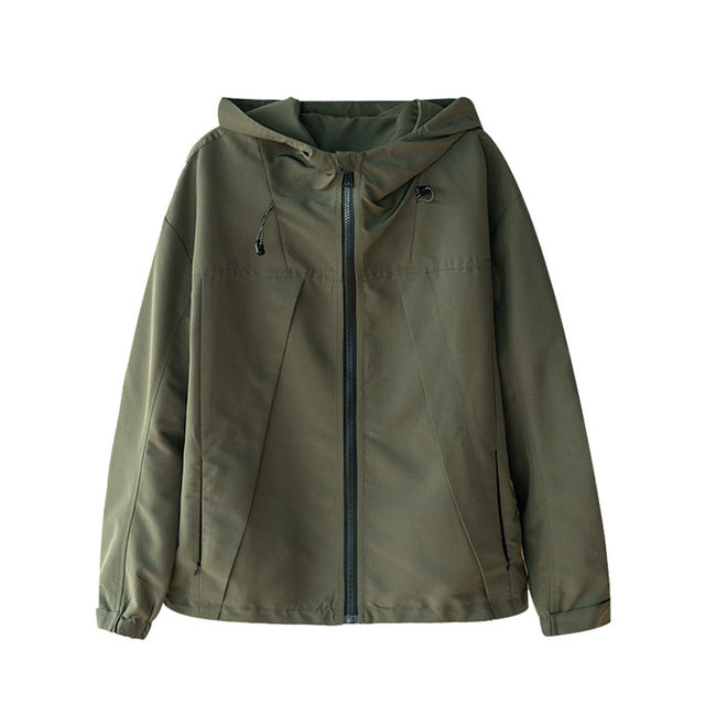 Spring casual short hooded outdoor sports style jacket for women 2025 new fat girl long-sleeved windbreaker jacket