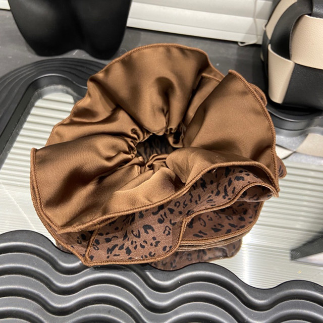 
E4968 Korean retro leopard print large intestine hair tie four-layer three-dimensional new hair tie durable ponytail head rope for women