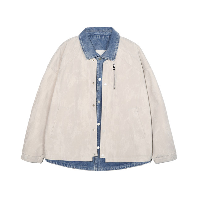 ALLIN fake two-piece denim spliced lapel jacket men's deconstructed design sense cleanfit trendy casual jacket