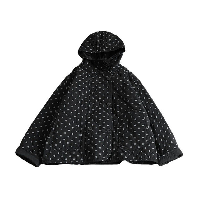Autumn and winter quilted quilted printed hooded retro cotton coat. Loose and versatile Japanese style loose short warm cotton coat.