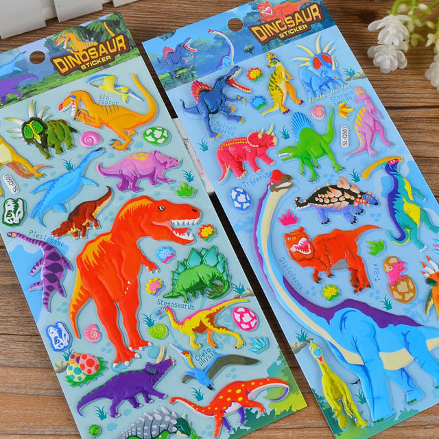 Animal Cat Dog Dinosaur Cartoon Three-dimensional 3D Bubble Sticker Children's Early Education Handmade Sticker Kindergarten Reward Sticker