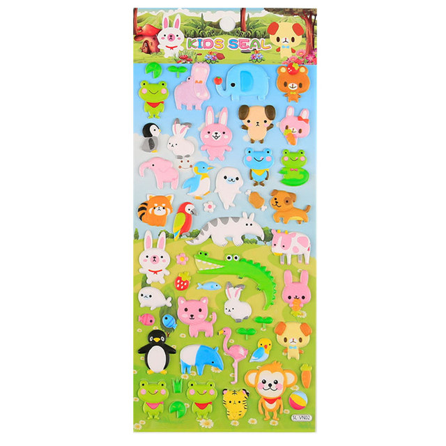 Animal Cat Dog Dinosaur Cartoon Three-dimensional 3D Bubble Sticker Children's Early Education Handmade Sticker Kindergarten Reward Sticker