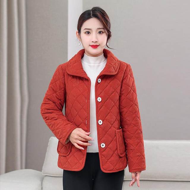 New style of middle-aged and elderly women's clothing plus velvet thickened cotton coat autumn and winter mother's clothing warm cotton jacket short small