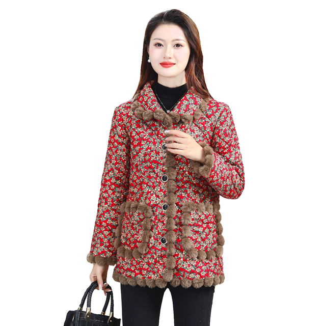 Winter new style plus velvet colorful small cotton-padded coats for middle-aged and elderly mothers in autumn and winter thickened warm and cold-proof cotton-padded jackets short cotton-padded clothes