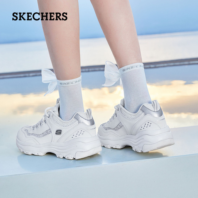 Skechers Black and White Bear Autumn and Winter Women's Shoes Increased Dad Shoes High Rebound Comfortable Versatile Casual Sports Shoes Panda Shoes