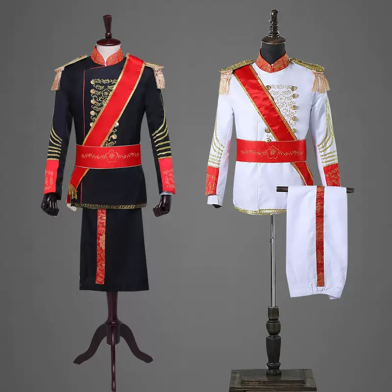 欧洲宫廷军礼服大帅演出服表演黑白男欧式舞台鼓乐仪仗队服装