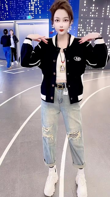 New letters embroidery short top European products foreign style, fashionable and casual baseball jacket 2024 autumn