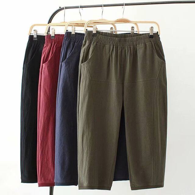 Fat Sister Large Size Harem Pants Cropped Pants Women's Fat mm200Jin [Jin equals 0.5 kg] Pants Summer Clothes Mom Loose Casual Comfort Shorts
