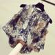 Large size women's clothing fat girl is popular in summer this year's off-shoulder short-sleeved chiffon shirt with floral style and slim tops