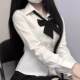 JK uniform pure and sexy hot girl large size waist-hugging white long-sleeved shirt for women high-end basic style inner shirt
