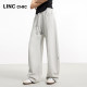 LINC Jin Yujie 2025 new gray waist pants styling high waist wide-leg pants casual pants for women