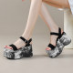 10cm thick-soled heightened sandals for women in summer, fashionable and versatile, one-strip leather open-toe simple Roman shoes