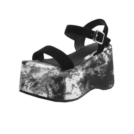 10cm thick-soled heightened sandals for women in summer, fashionable and versatile, one-strip leather open-toe simple Roman shoes