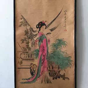 お得人気】 ヤフオク! - 『中國字画・手繪四條屏・張大千・仕女圖