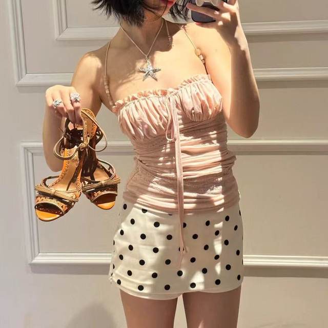 Allawell Spring and Summer 2025 Original fabric Side zipper Two-wear mini skirt pants Retro hip-packing women's short skirt