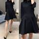2019 new autumn red black lapel quarter sleeve trouser dress